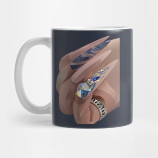 Blue coral bling acrylic nails Mug